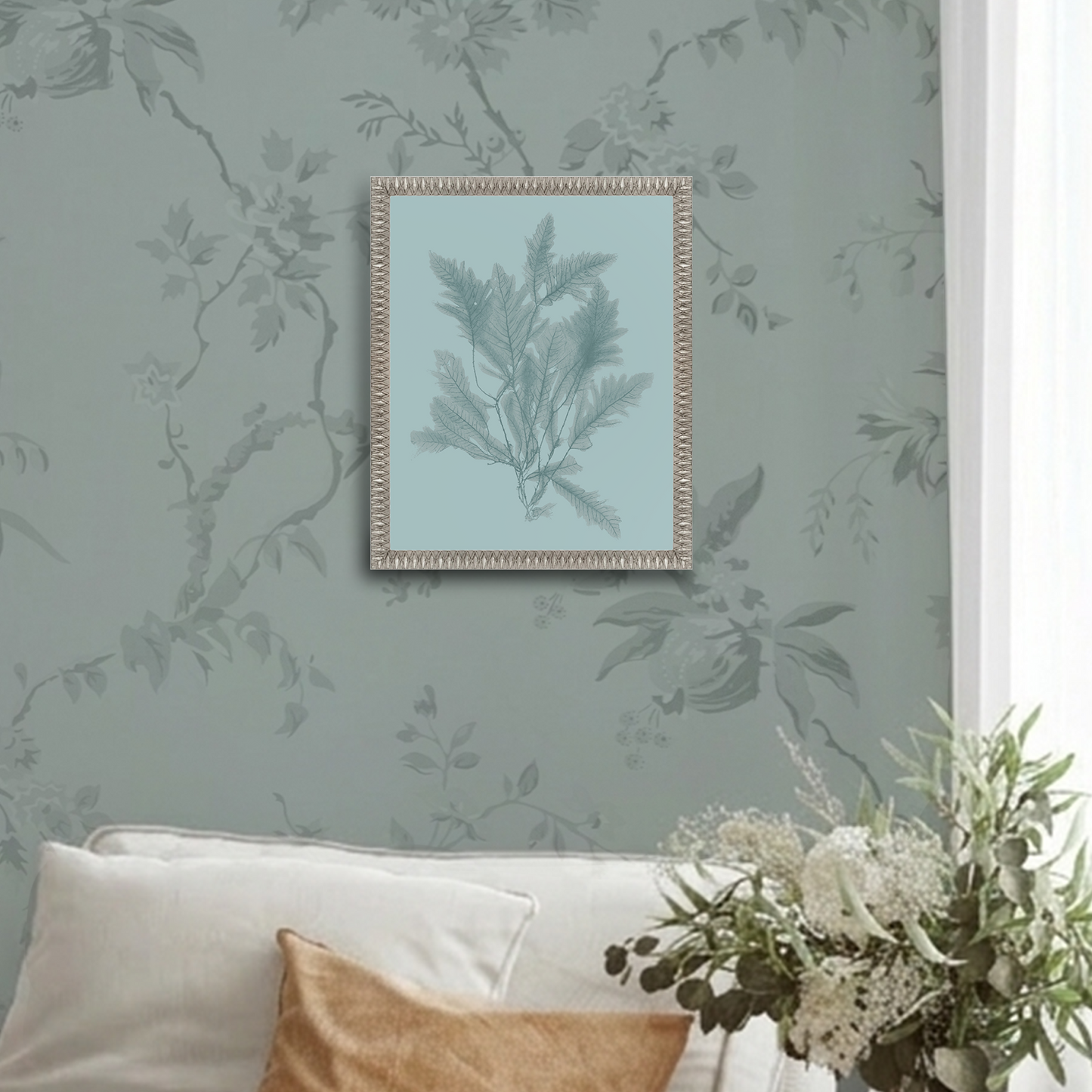 Martha Stewart Lily Pond | Coastal Botanical: Sea Glass I | Framed Coastal Cottage Wall Art