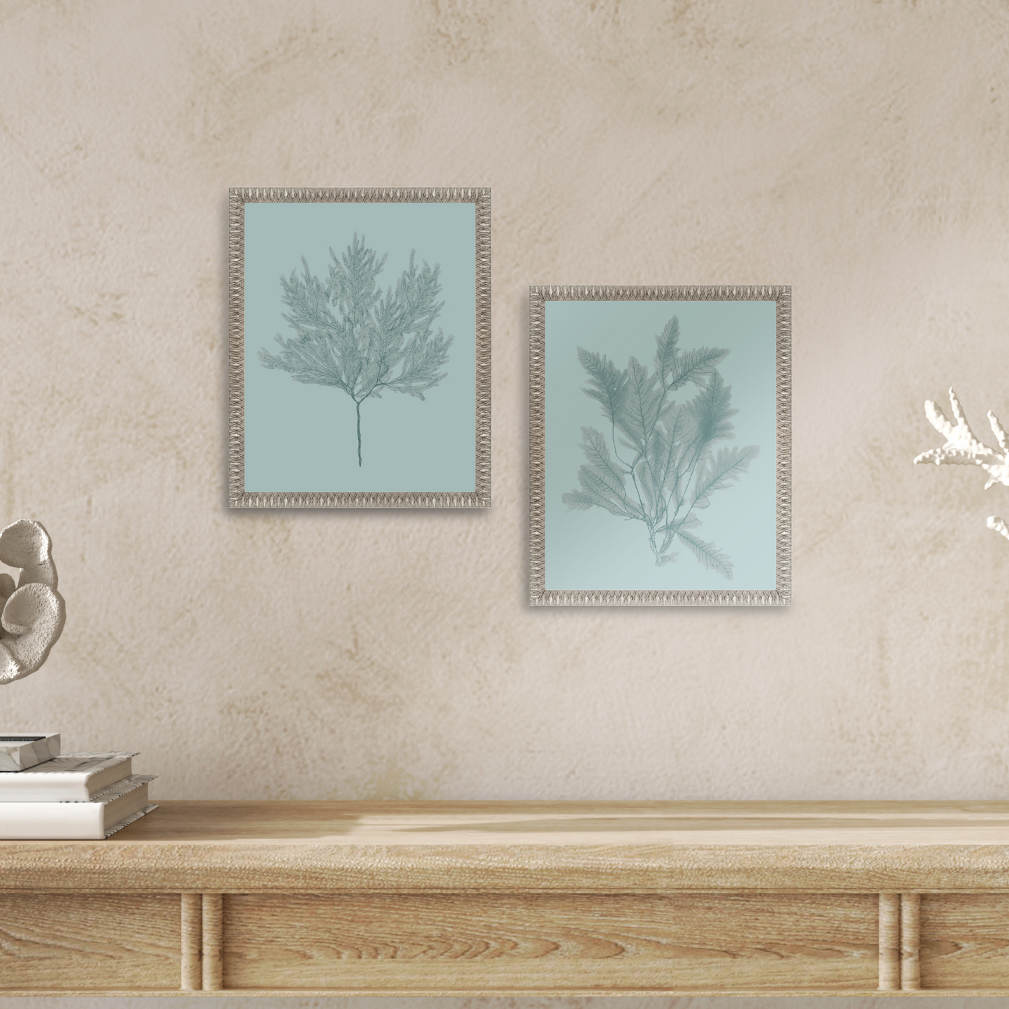 Martha Stewart Lily Pond | Coastal Botanical: Sea Glass I | Framed Coastal Cottage Wall Art