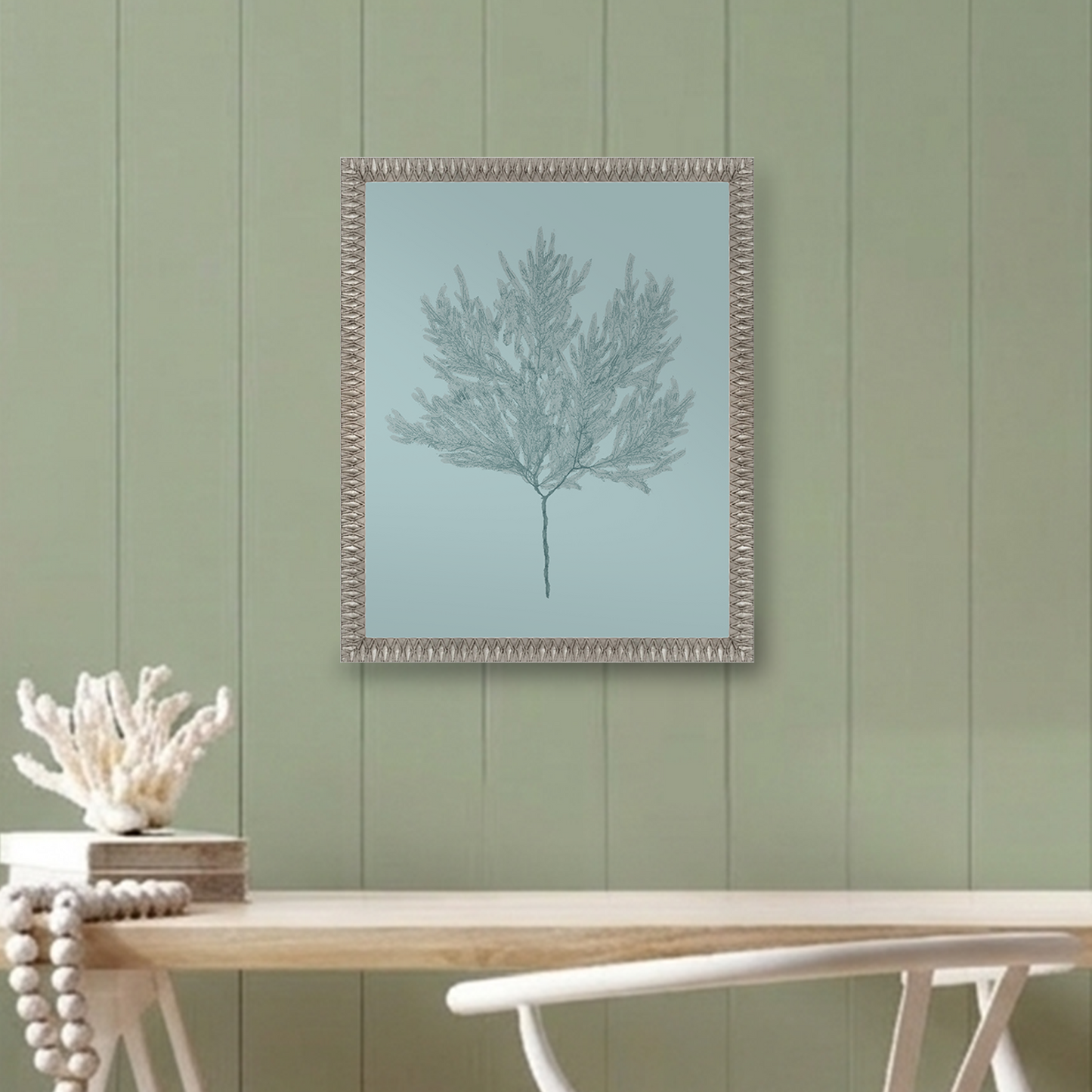 Martha Stewart Lily Pond | Coastal Botanical: Sea Glass II | Framed Coastal Cottage Wall Art