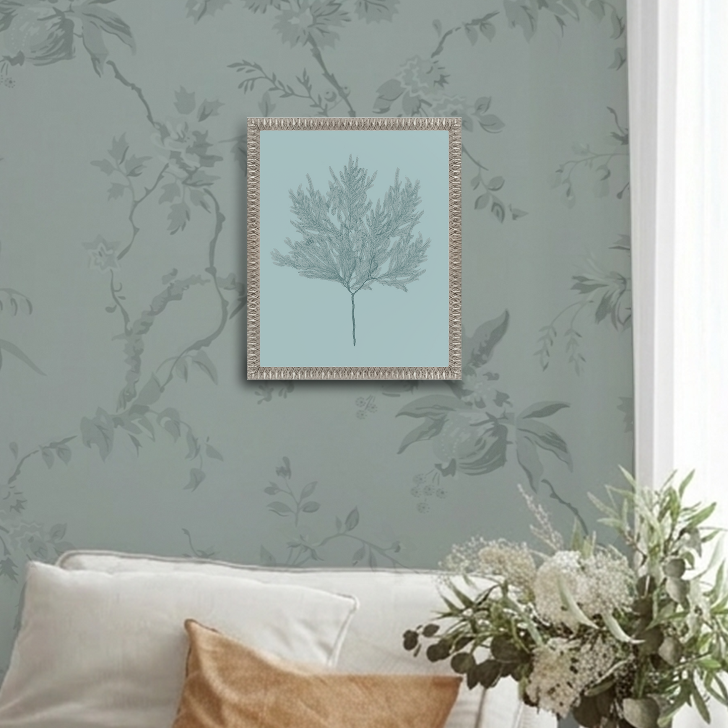 Martha Stewart Lily Pond | Coastal Botanical: Sea Glass II | Framed Coastal Cottage Wall Art
