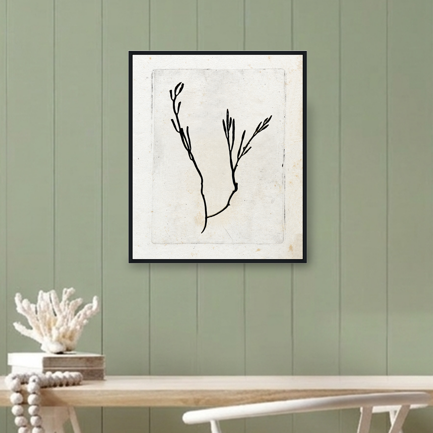 Martha Stewart Lily Pond | Coastal Botanical: Seaweed Study II | Framed Coastal Cottage Wall Art