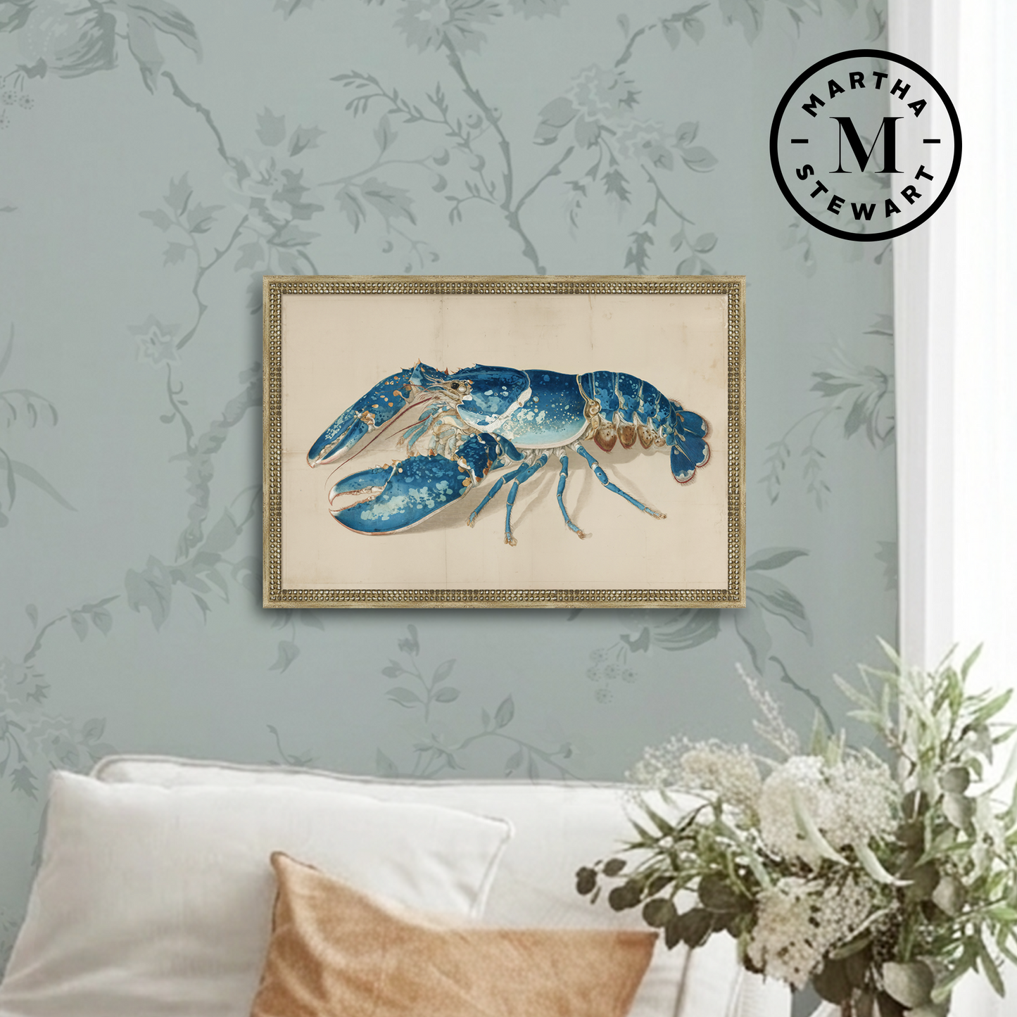 Martha Stewart Lily Pond | Marine Study: Lobster | Framed Coastal Cottage Wall Art