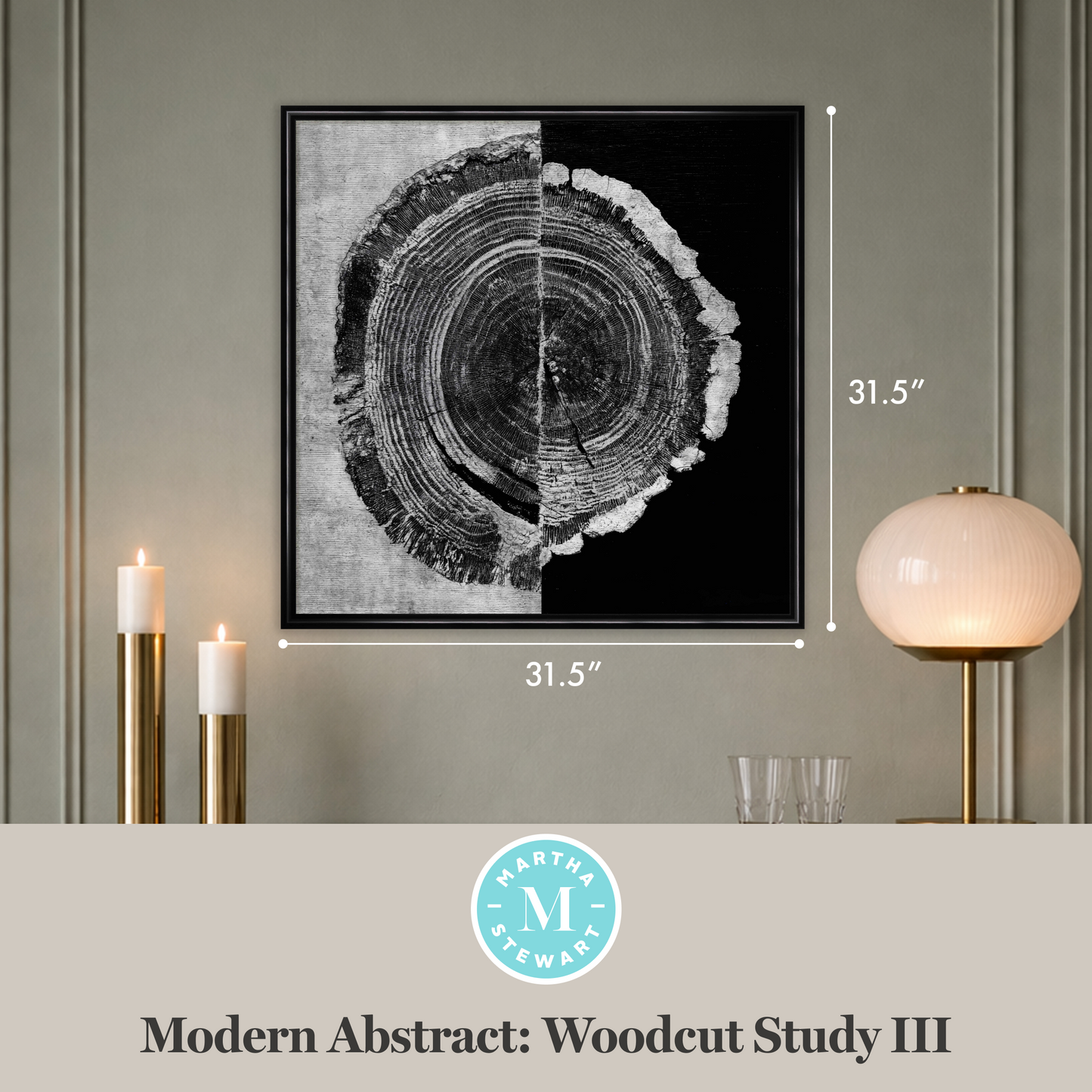 Martha Stewart Perry Street | Modern Abstract: Woodcut Study III | Framed Contemporary Black and White Art