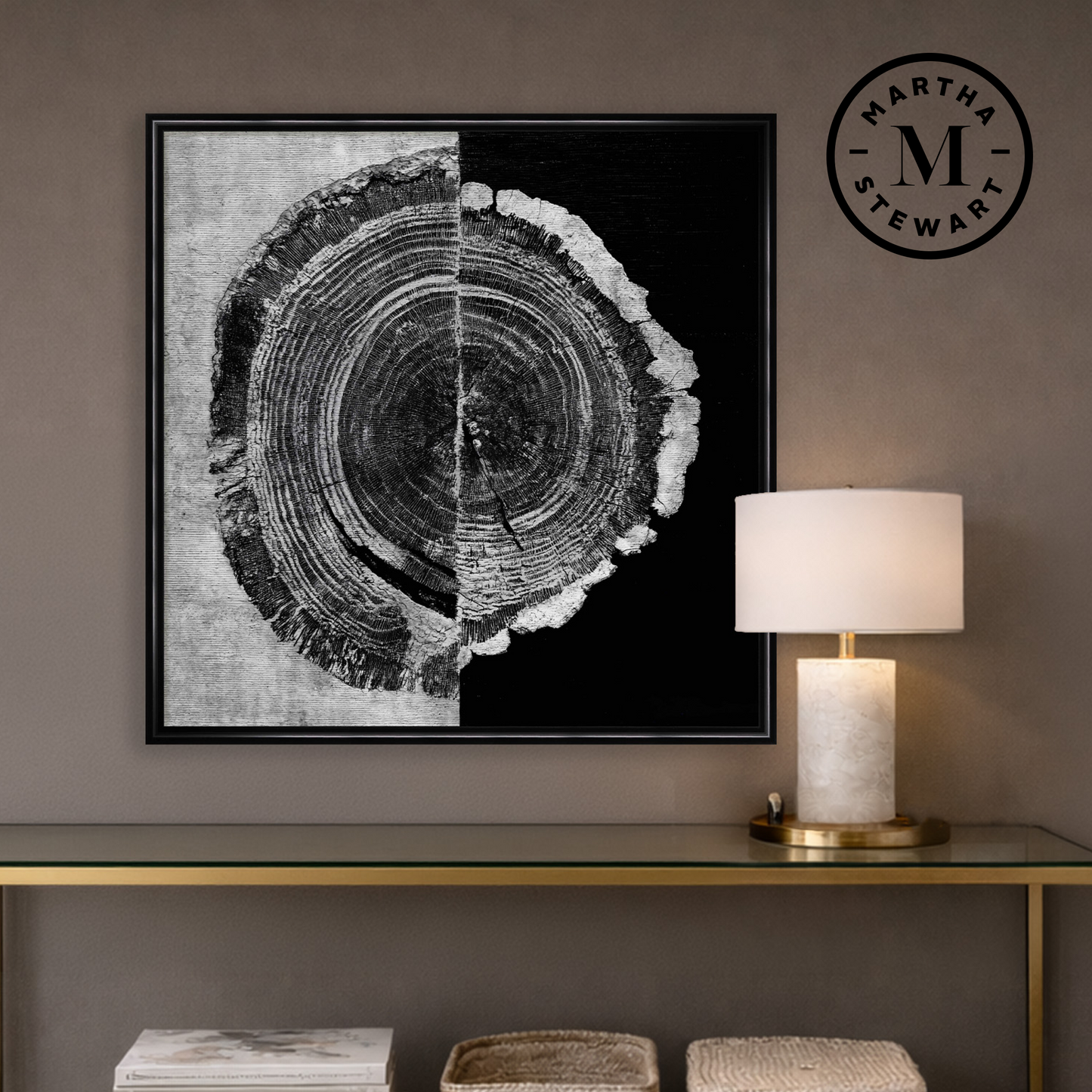 Martha Stewart Perry Street | Modern Abstract: Woodcut Study III | Framed Contemporary Black and White Art