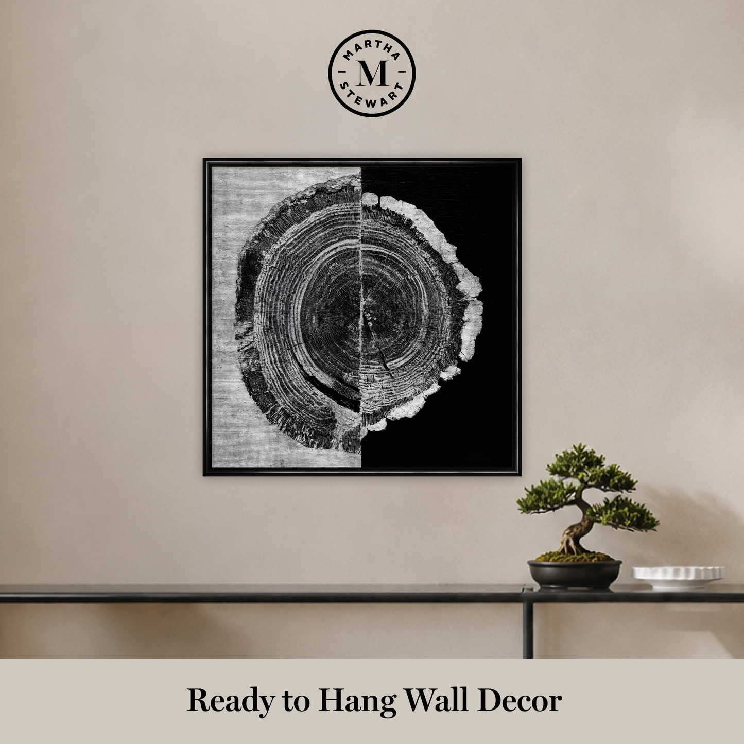 Martha Stewart Perry Street | Modern Abstract: Woodcut Study III | Framed Contemporary Black and White Art