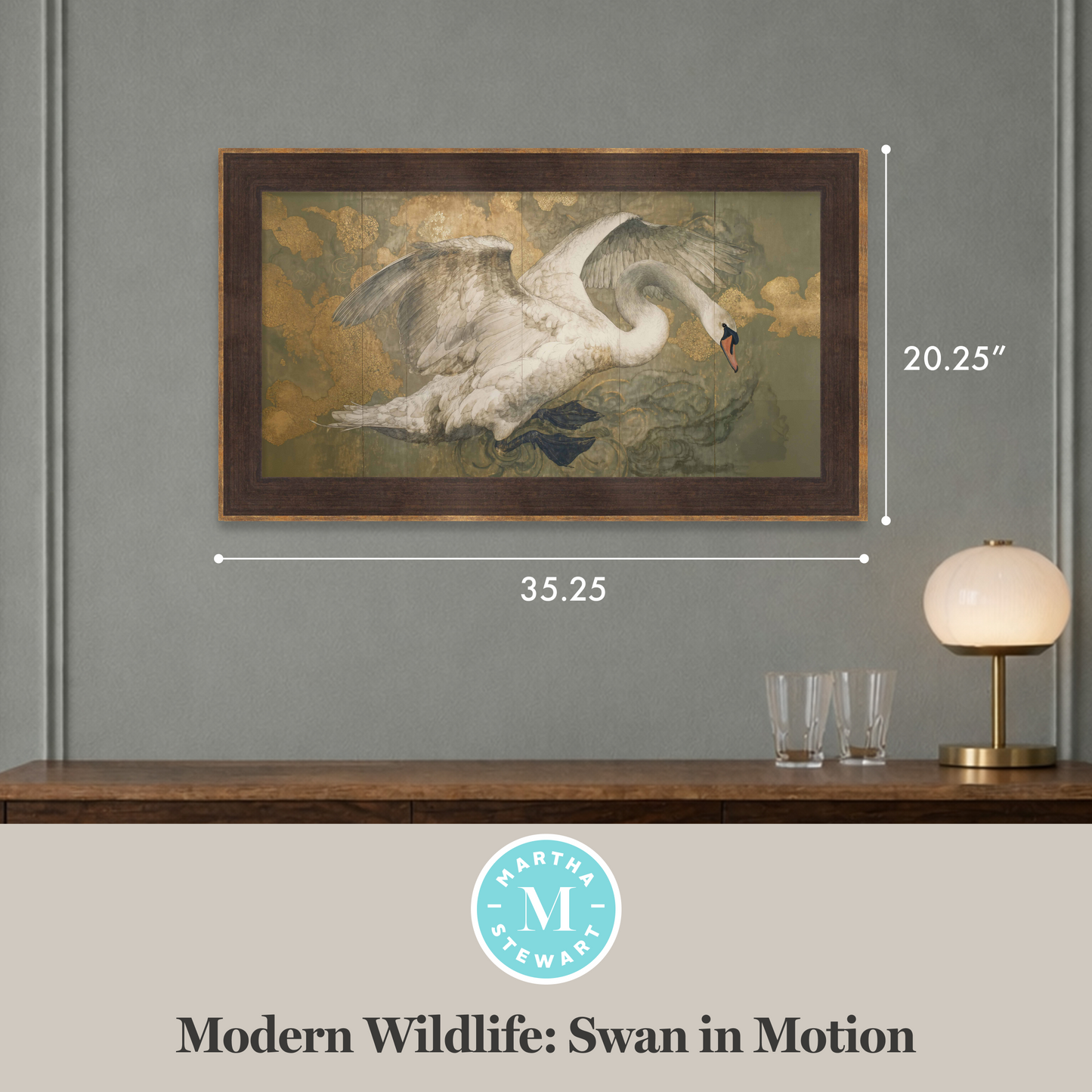 Martha Stewart Perry Street | Modern Wildlife: Swan in Motion | Framed Contemporary Wall Art