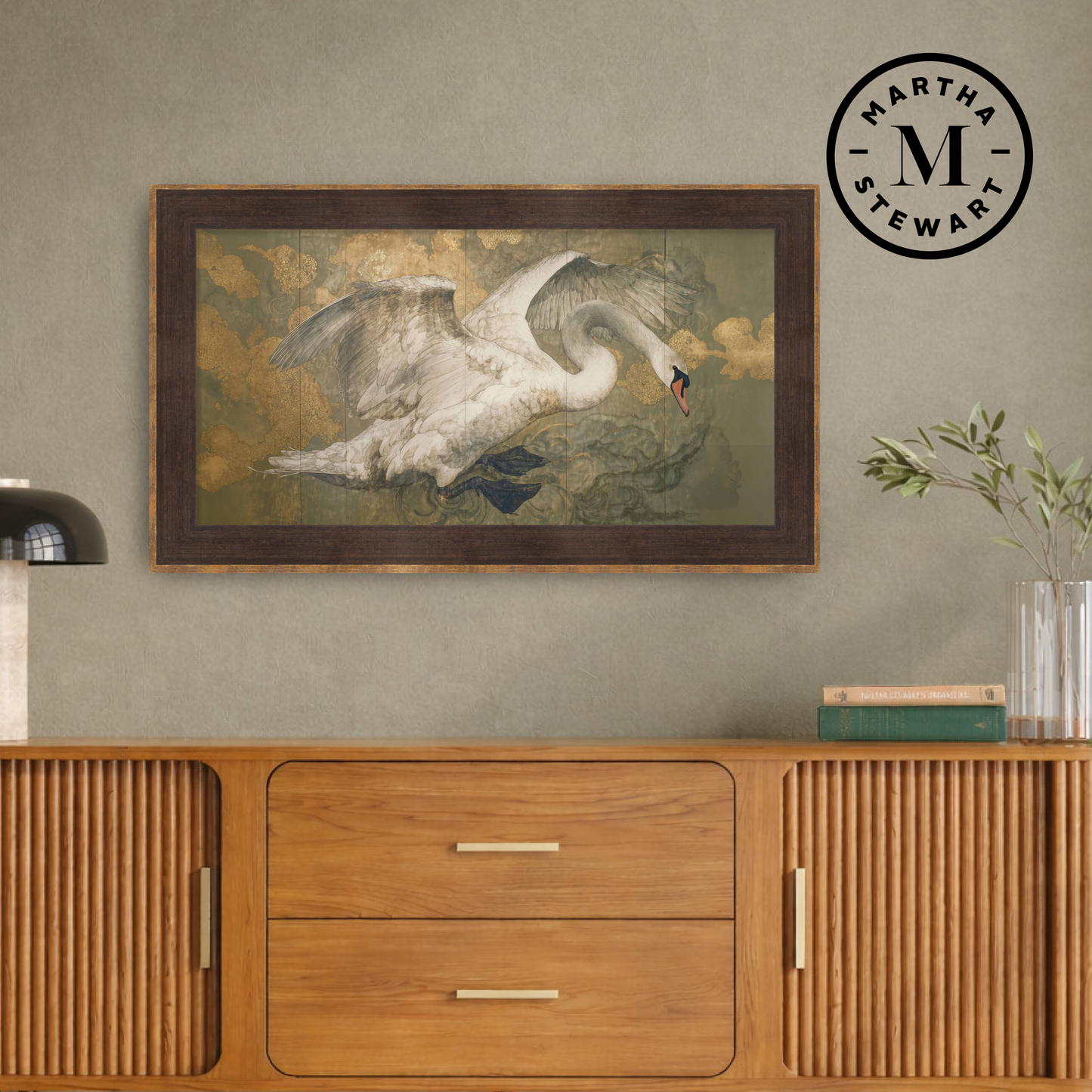 Martha Stewart Perry Street | Modern Wildlife: Swan in Motion | Framed Contemporary Wall Art