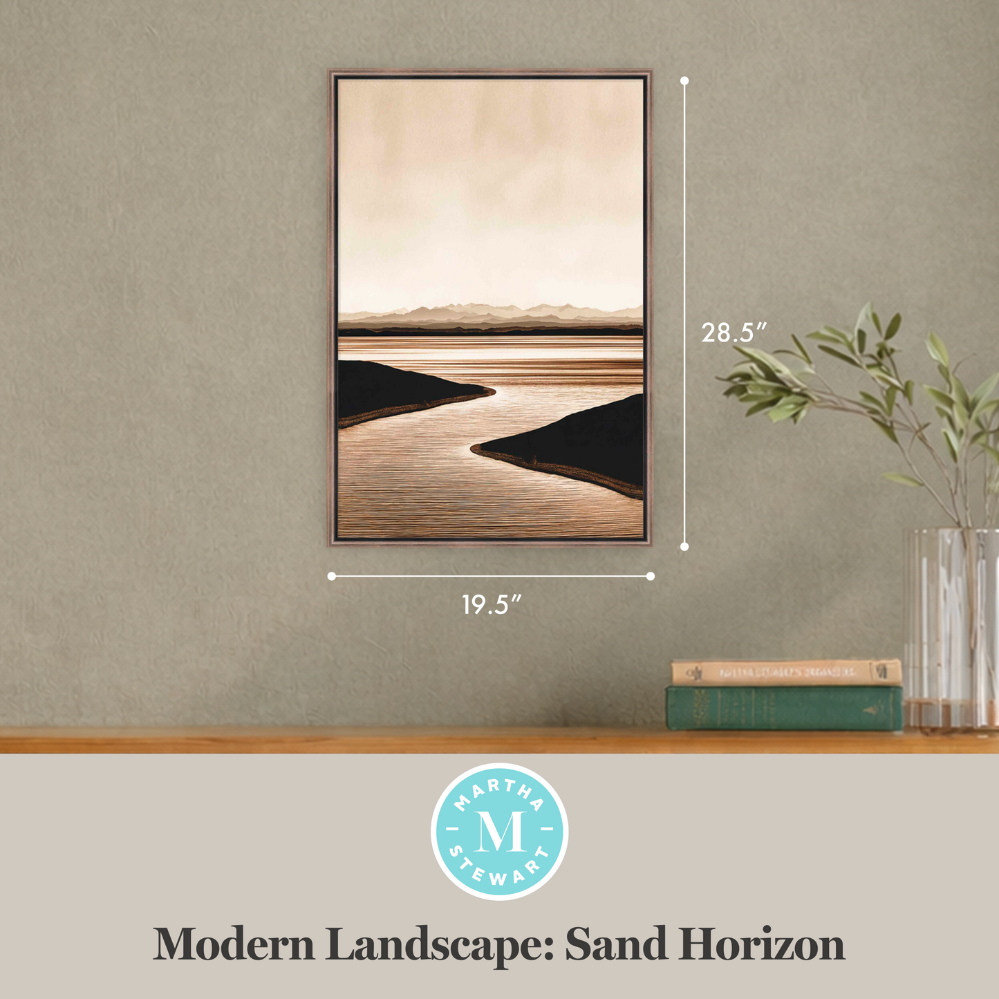 Martha Stewart Perry Street | Modern Landscape: Sand Horizon | Framed Contemporary Abstract Wall Art