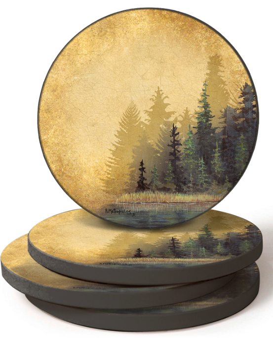 Misty Forest Trees Coasters - Set of 4