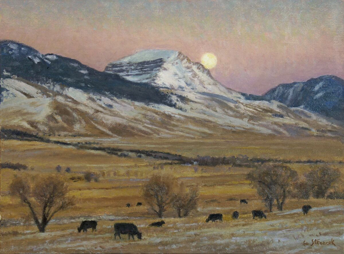 November Moonrise - Sphinx Mountain - Original Oil Painting
