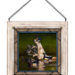 Framed painting with little birds in the river