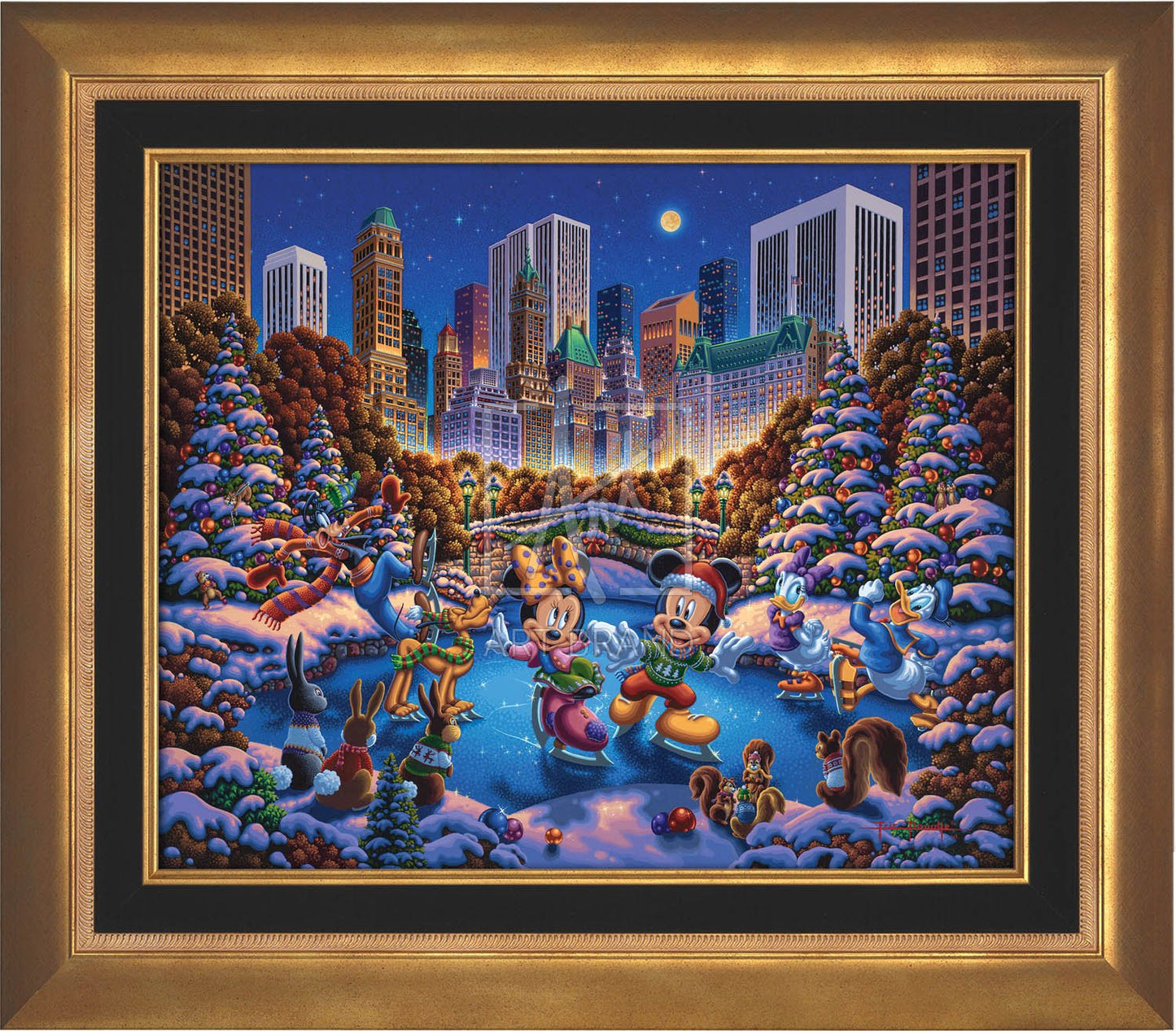 Mickey and Friends Skating in Central Park - Limited Edition Canvas (SN - Standard Numbered)