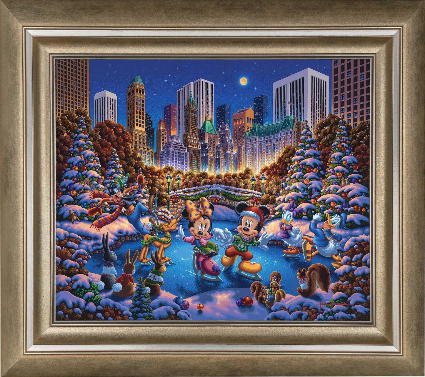 Mickey and Friends Skating in Central Park - Limited Edition Canvas (AP - Artist Proof)