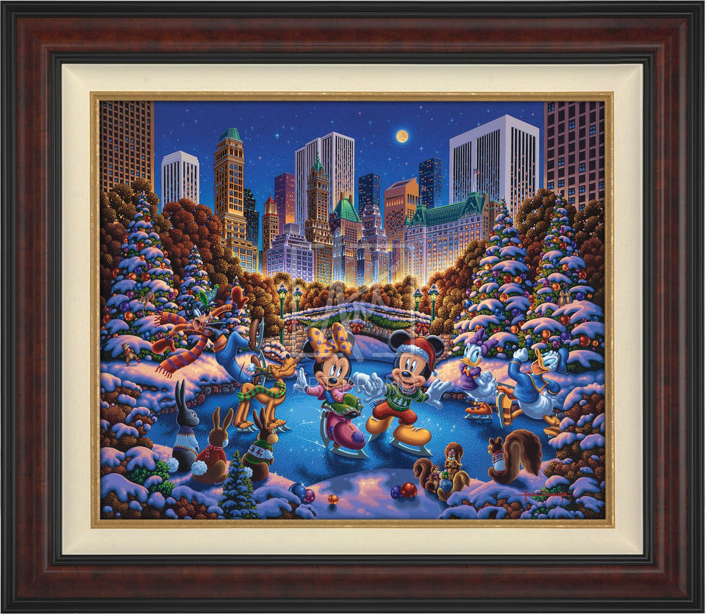 Mickey and Friends Skating in Central Park - Limited Edition Canvas (SN - Standard Numbered)