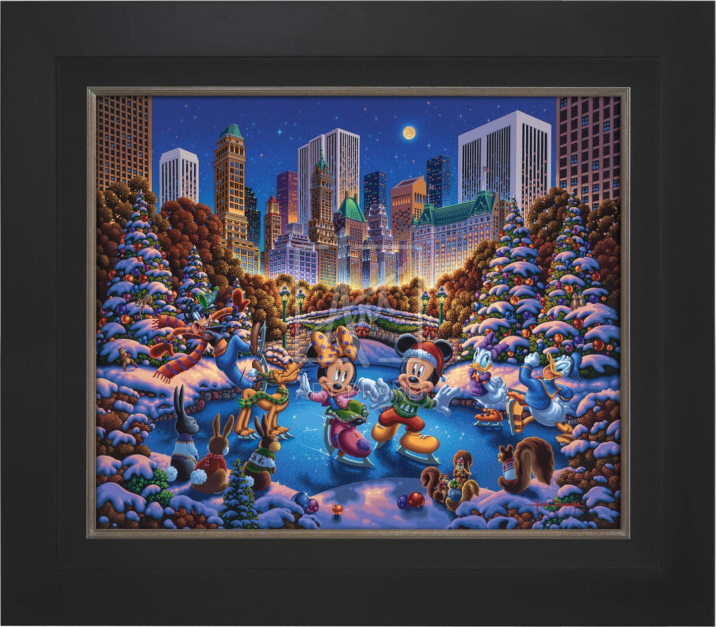 Mickey and Friends Skating in Central Park - Limited Edition Canvas (AP - Artist Proof)