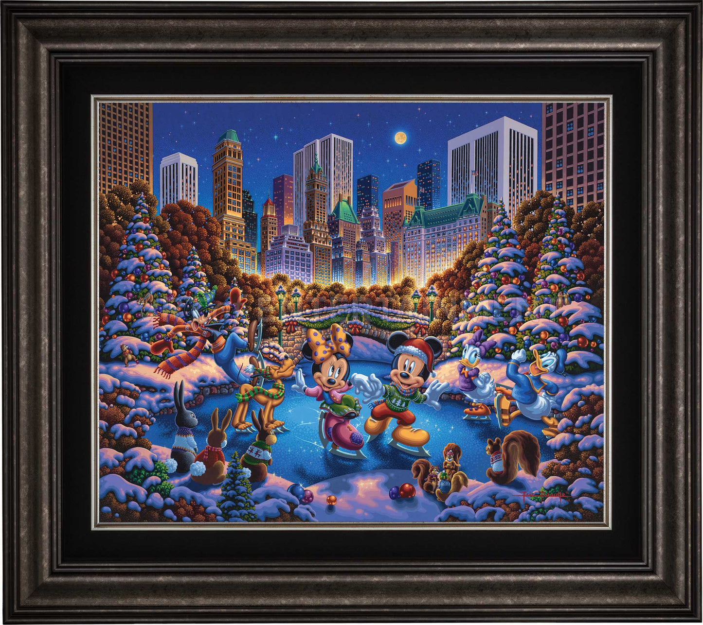 Mickey and Friends Skating in Central Park - Limited Edition Canvas (AP - Artist Proof)