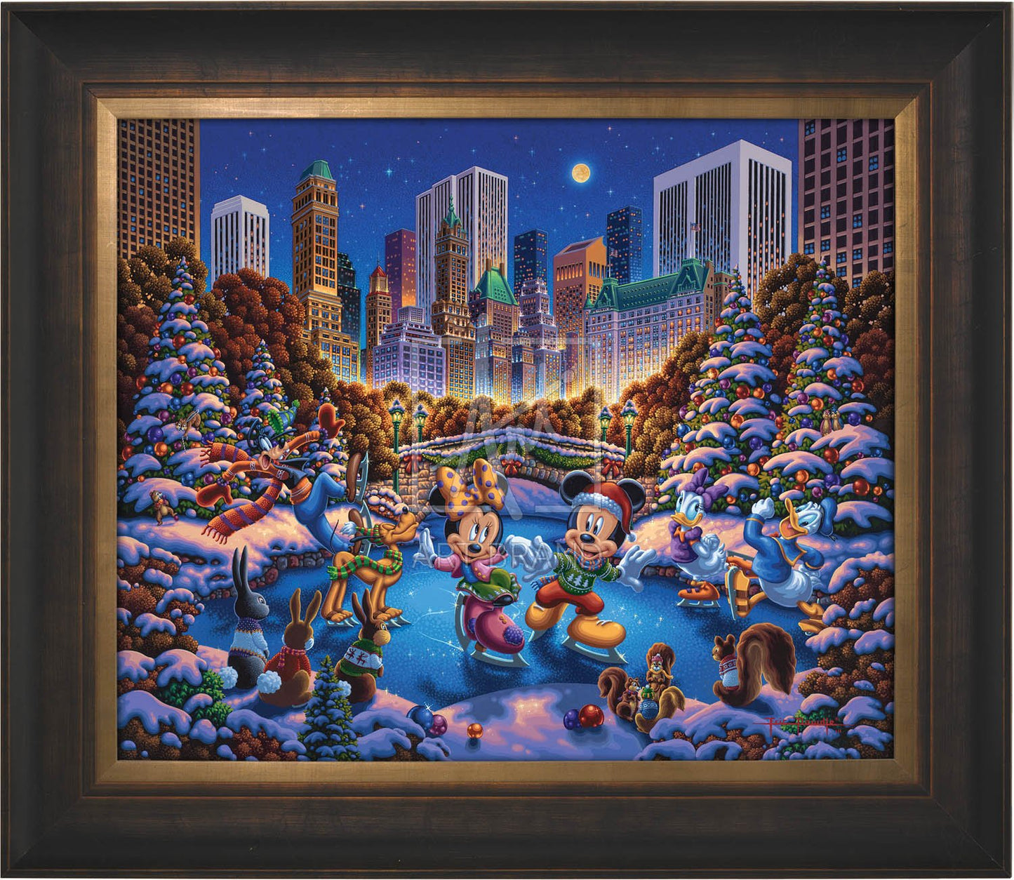 Mickey and Friends Skating in Central Park - Limited Edition Canvas (SN - Standard Numbered)