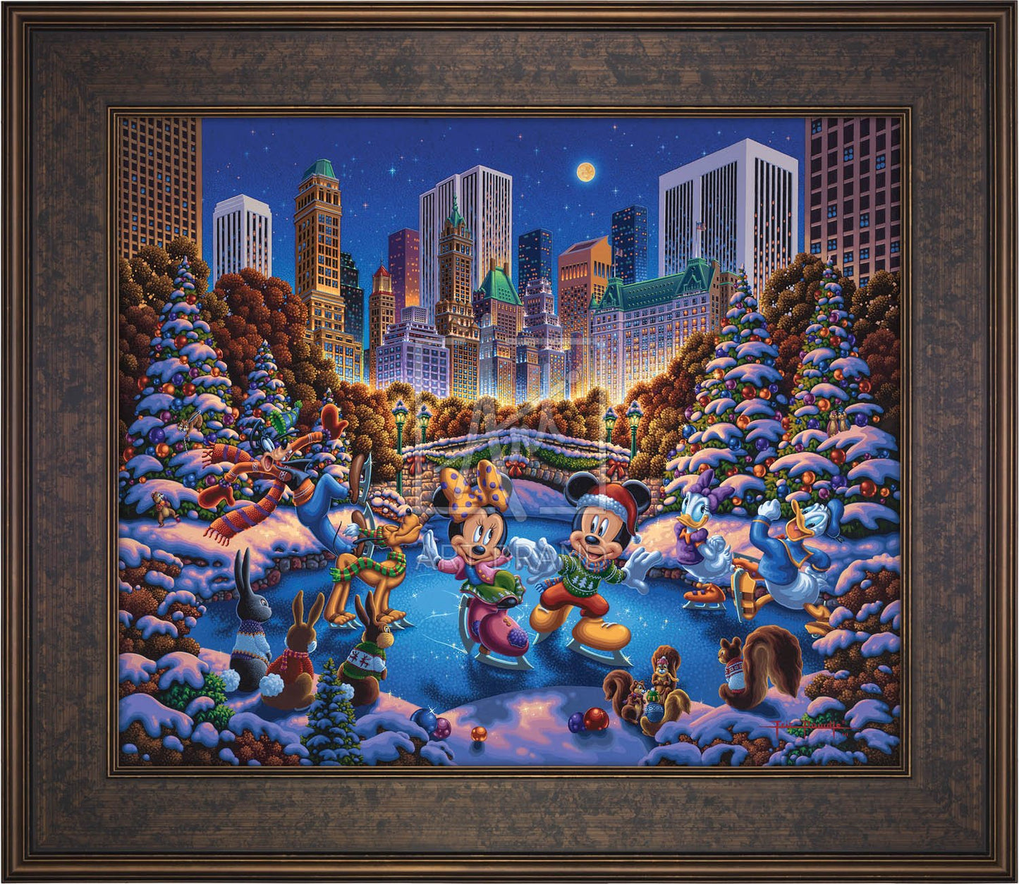 Mickey and Friends Skating in Central Park - Limited Edition Canvas (AP - Artist Proof)