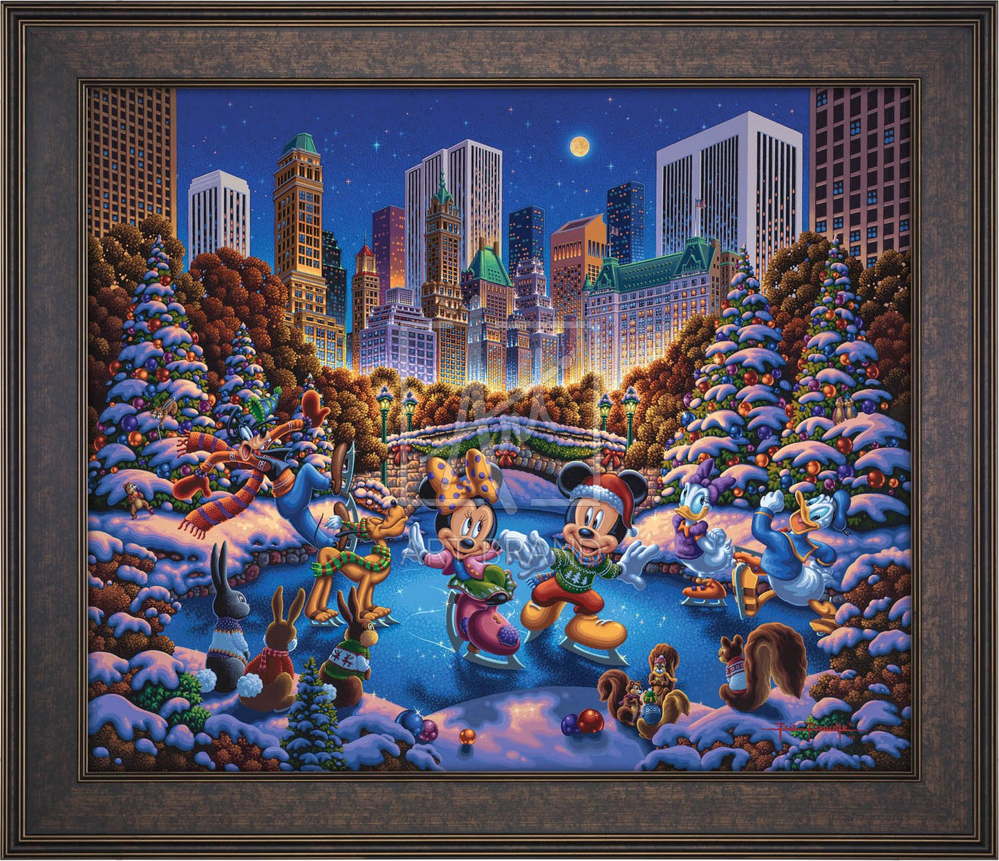 Mickey and Friends Skating in Central Park - Limited Edition Canvas (SN - Standard Numbered)