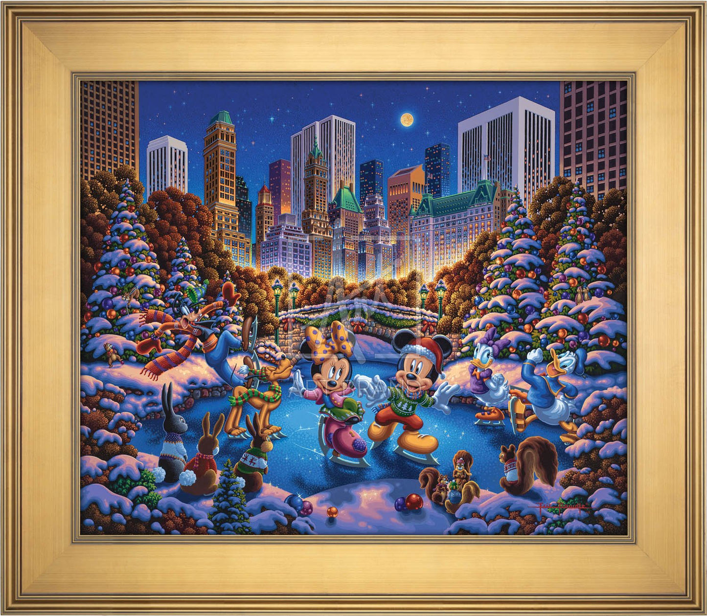 Mickey and Friends Skating in Central Park - Limited Edition Canvas (SN - Standard Numbered)