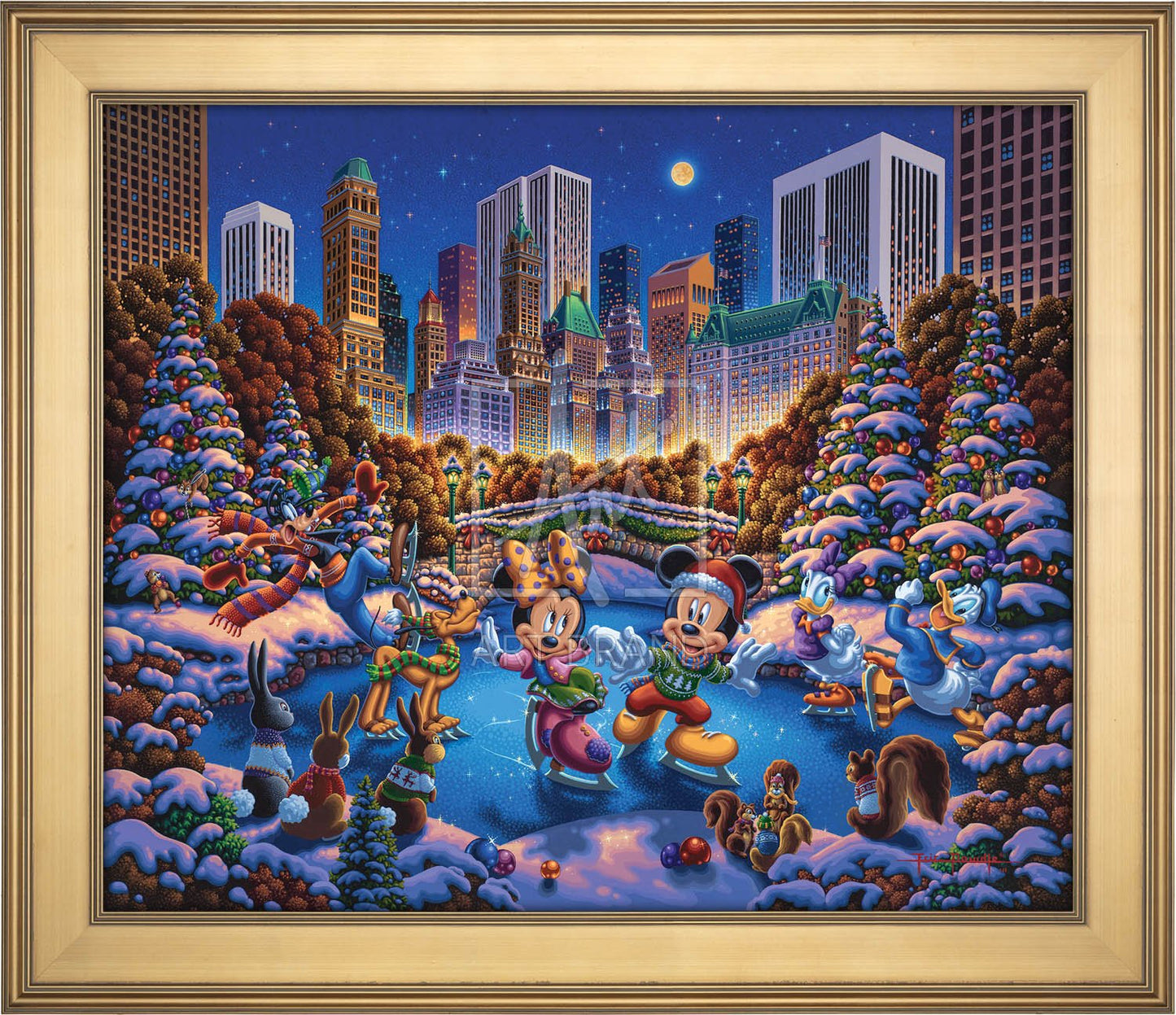 Mickey and Friends Skating in Central Park - Limited Edition Canvas (SN - Standard Numbered)