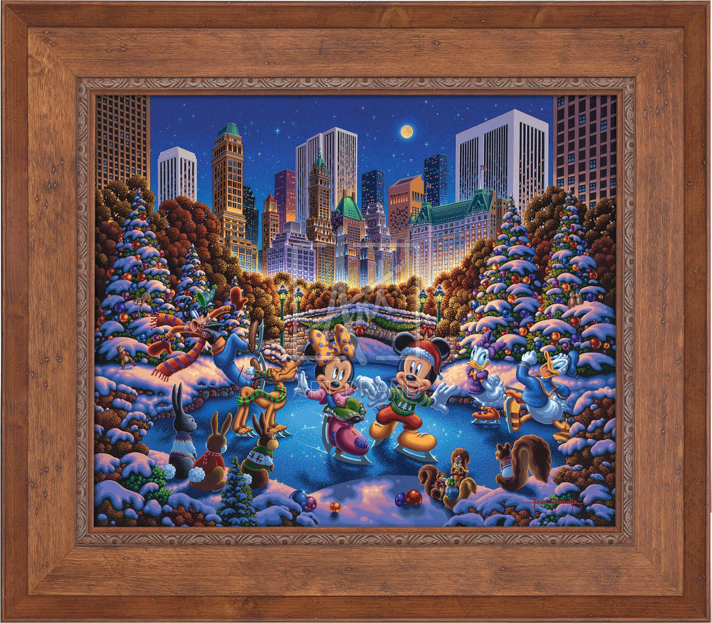 Mickey and Friends Skating in Central Park - Limited Edition Canvas (SN - Standard Numbered)