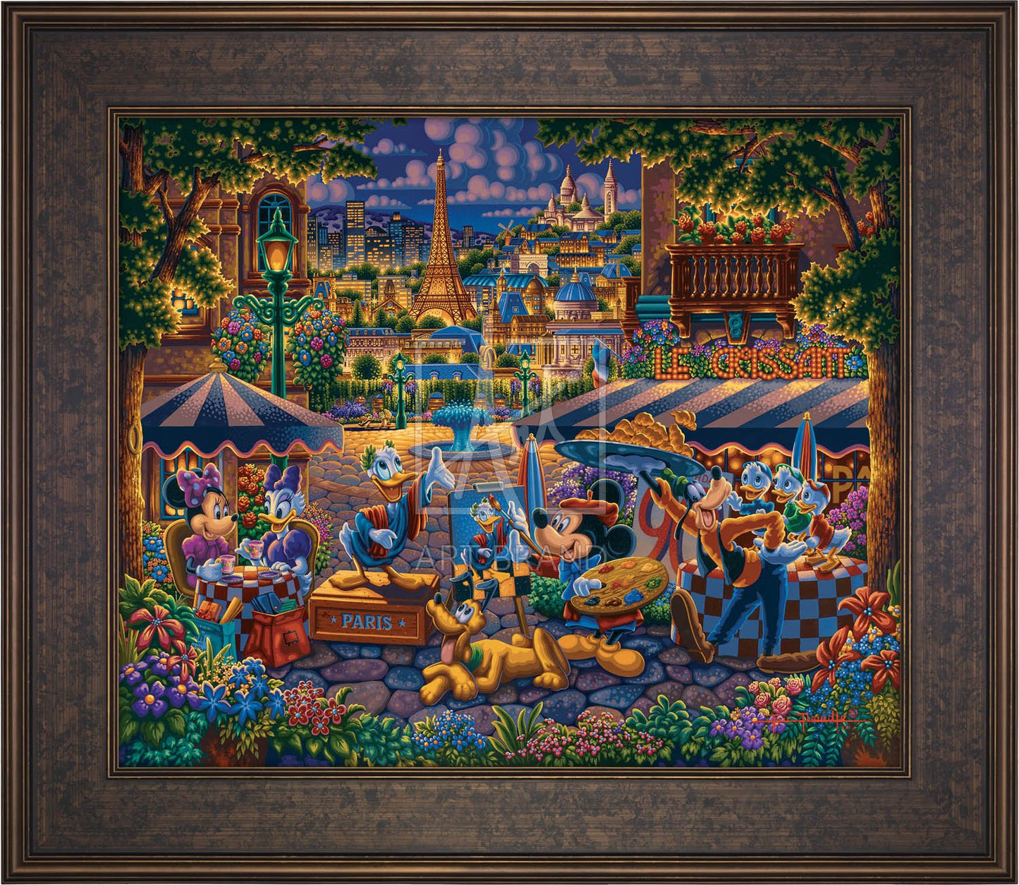 Mickey and Friends Painting in Paris - Limited Edition Canvas (SN - Standard Numbered)
