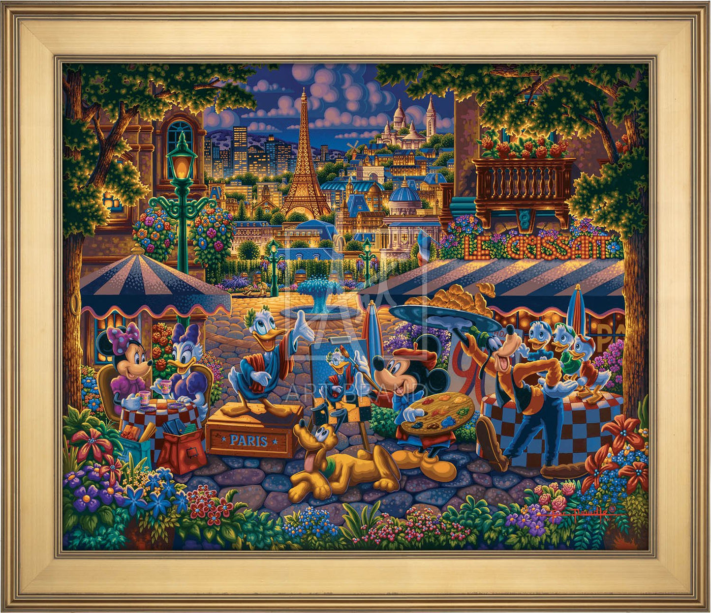 Mickey and Friends Painting in Paris - Limited Edition Canvas (AP - Artist Proof)