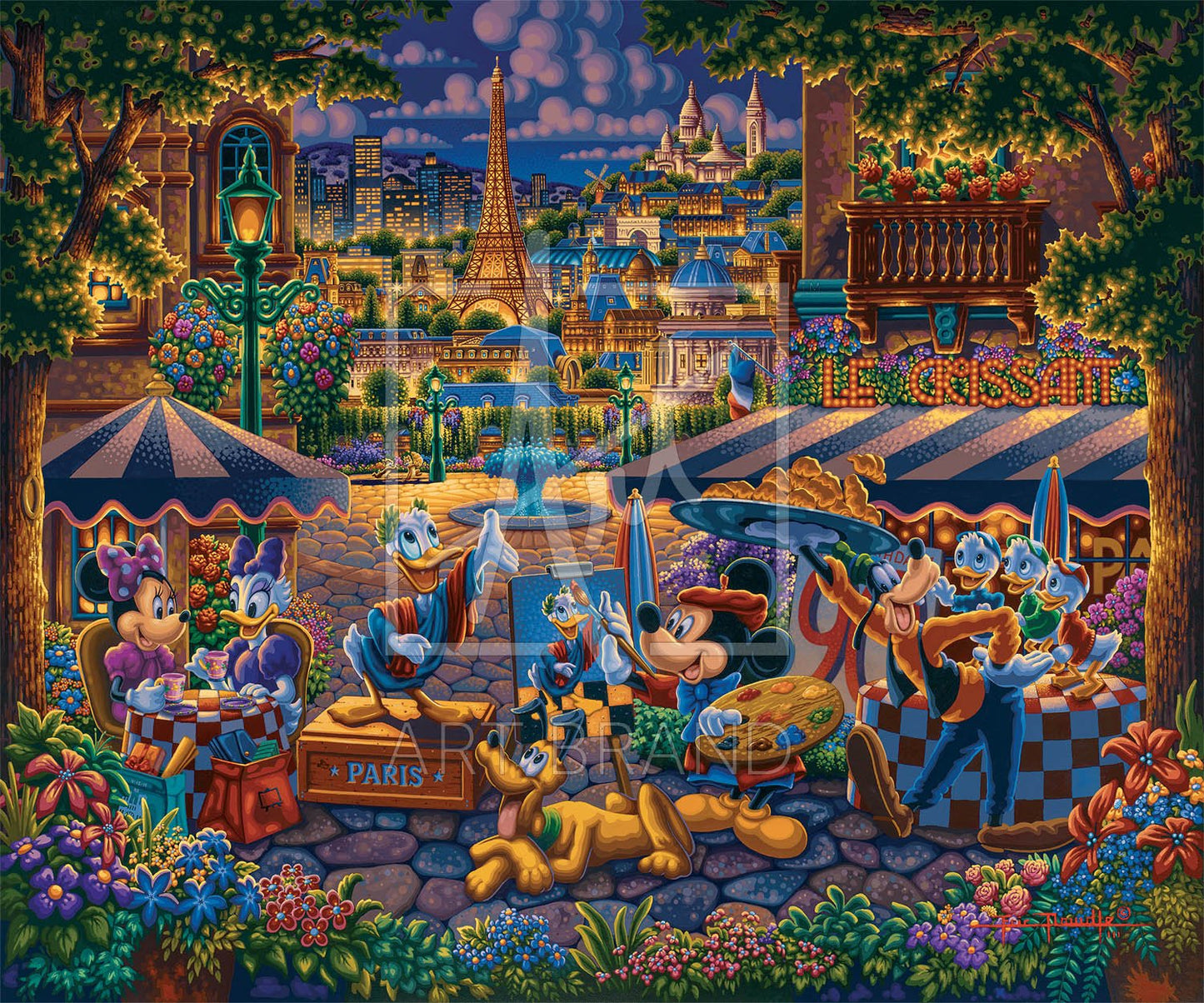 Mickey and Friends Painting in Paris - Limited Edition Canvas (AP - Artist Proof)
