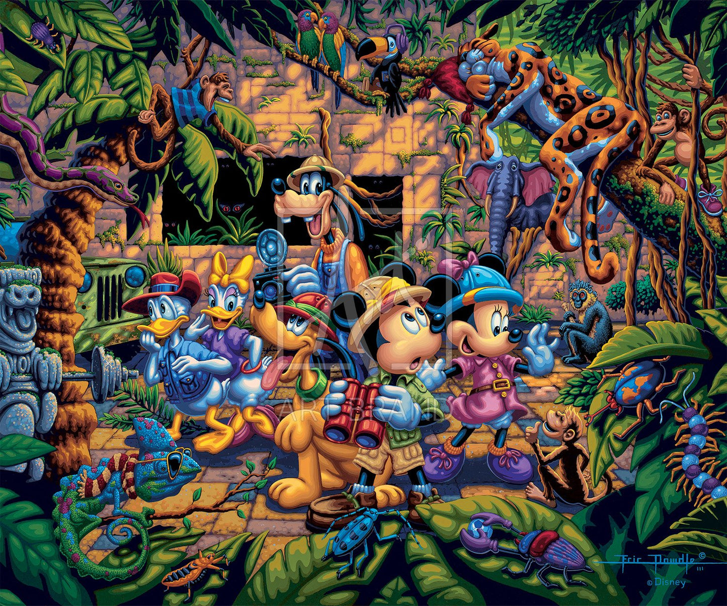 Mickey and Friends Exploring the Jungle - Limited Edition Canvas (SN - Standard Numbered)