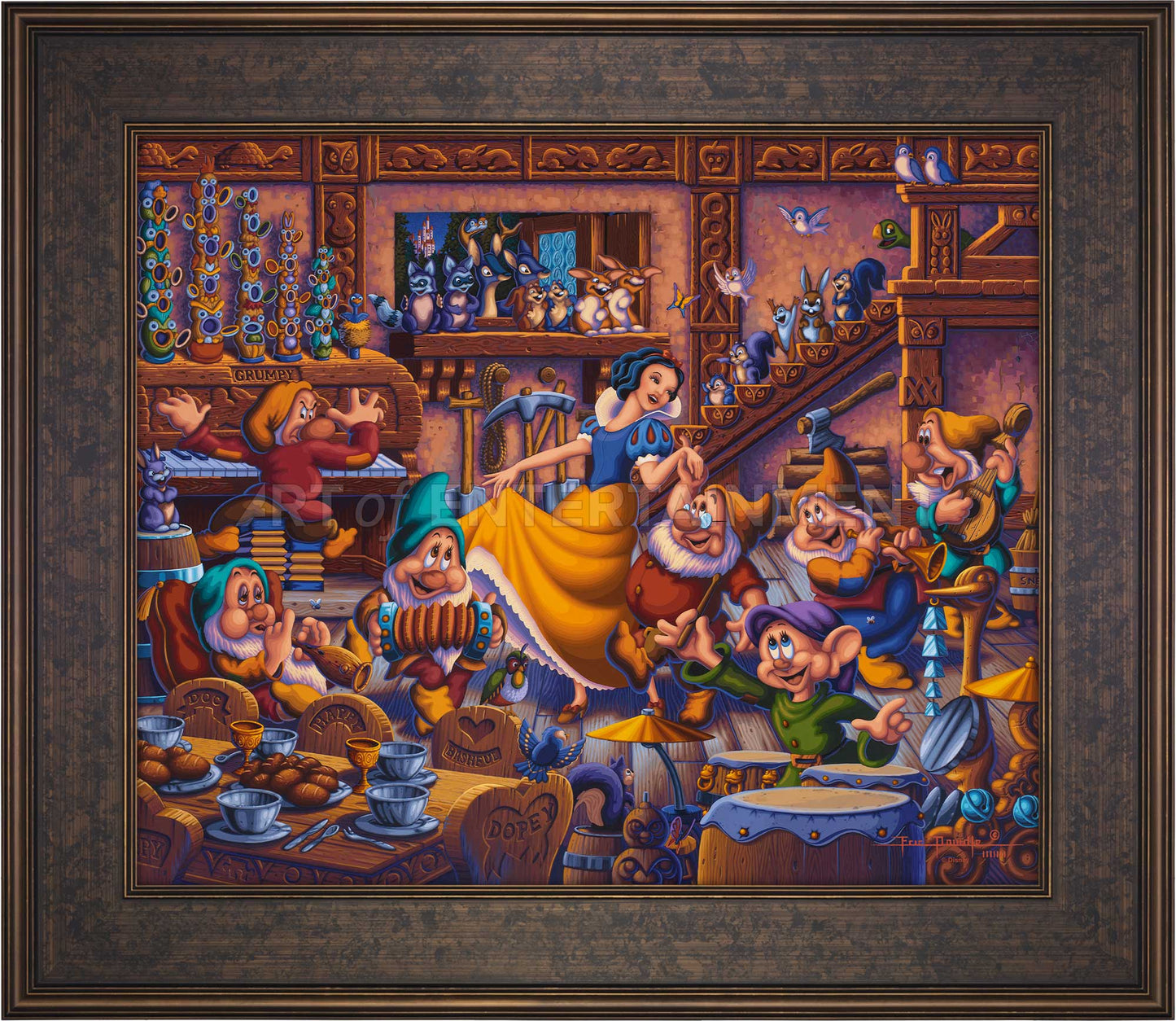 Snow White Dancing with the Dwarfs - Limited Edition Canvas (SN - Standard Numbered)