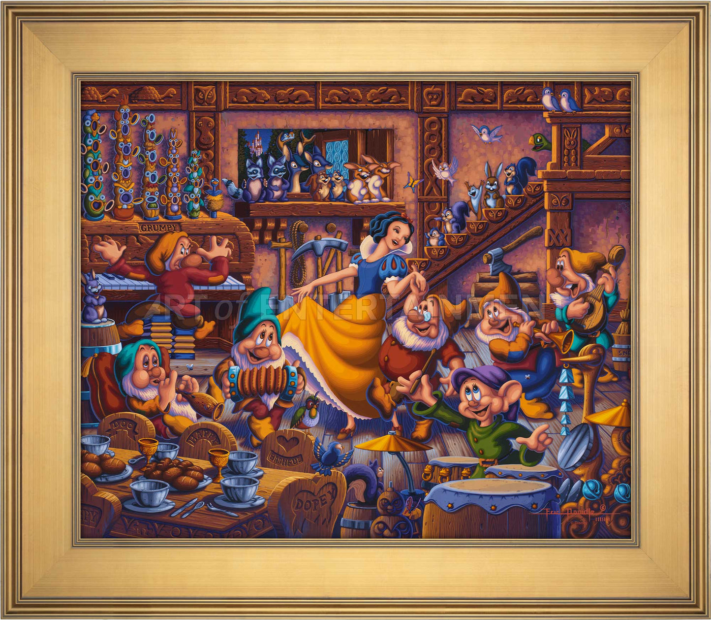 Snow White Dancing with the Dwarfs - Limited Edition Canvas (SN - Standard Numbered)