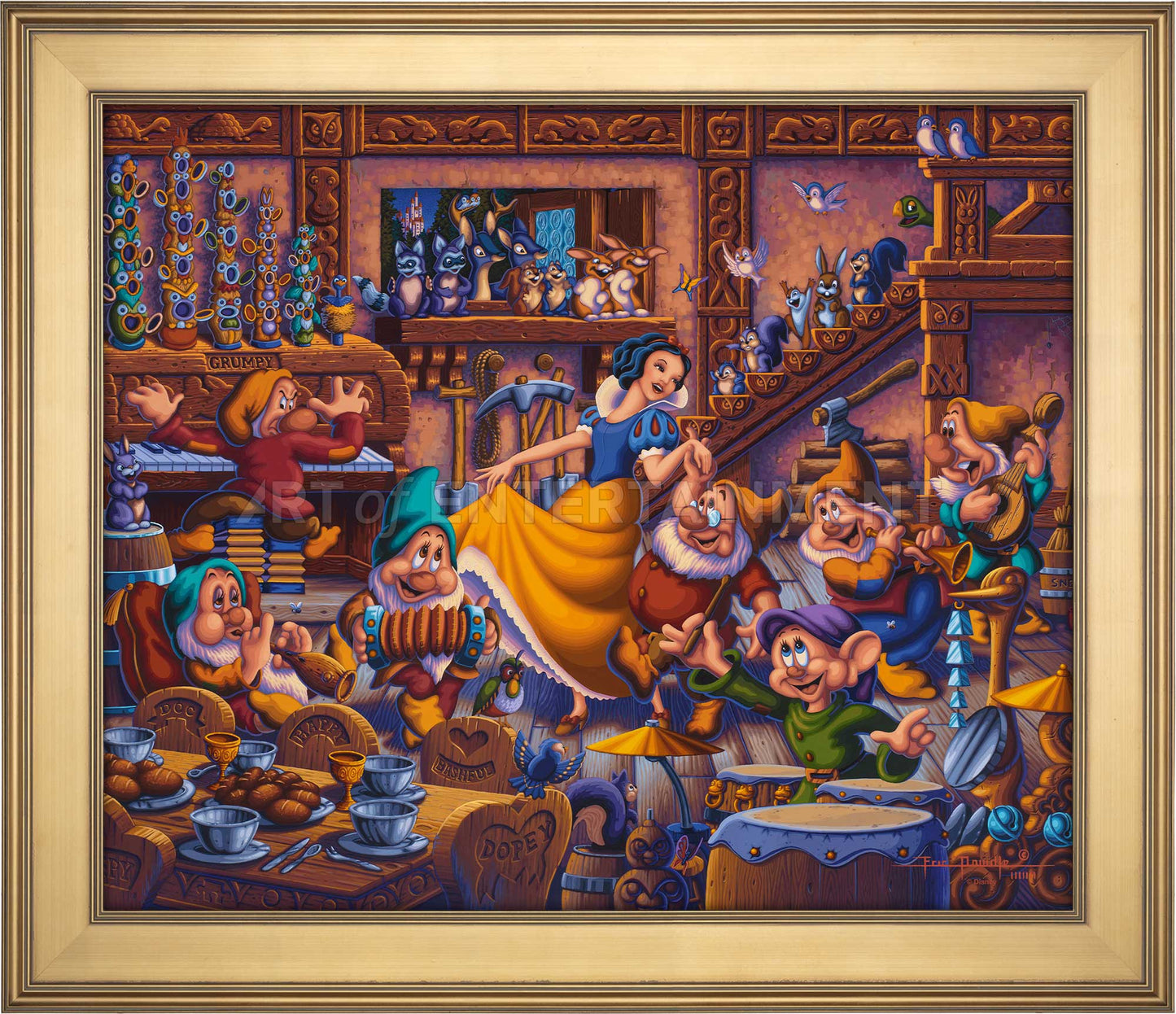 Snow White Dancing with the Dwarfs - Limited Edition Canvas (SN - Standard Numbered)