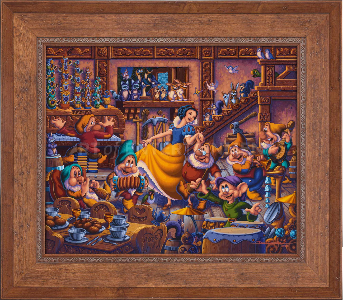 Snow White Dancing with the Dwarfs - Limited Edition Canvas (SN - Standard Numbered)