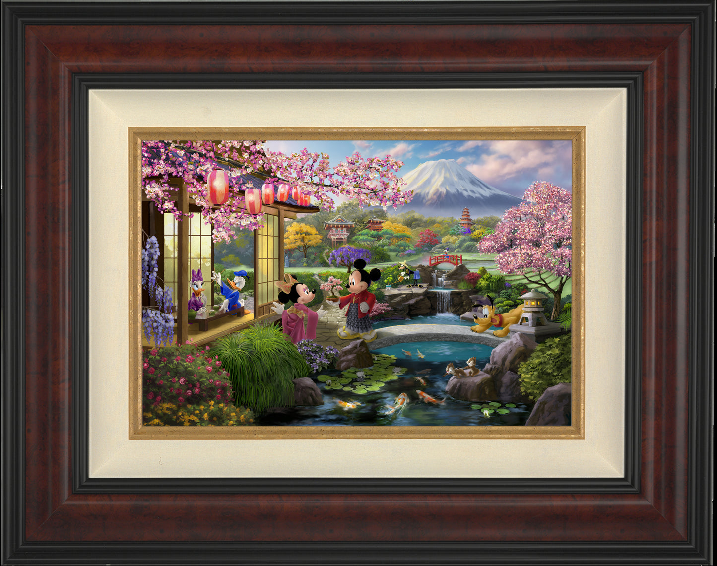 Framed Disney painting with Minnie and Mickey
