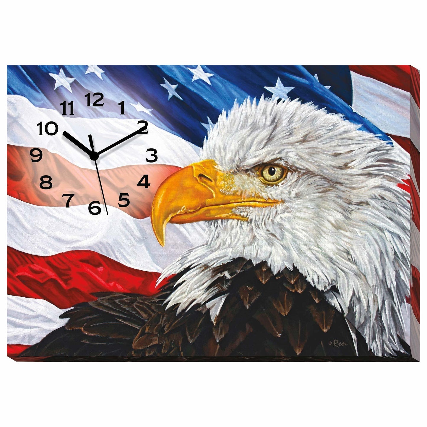 Let Freedom Ring Bald Eagle Canvas Clock