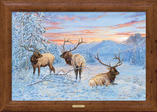 Line Shack - Elk - 30" x 42" Framed Gallery Canvas