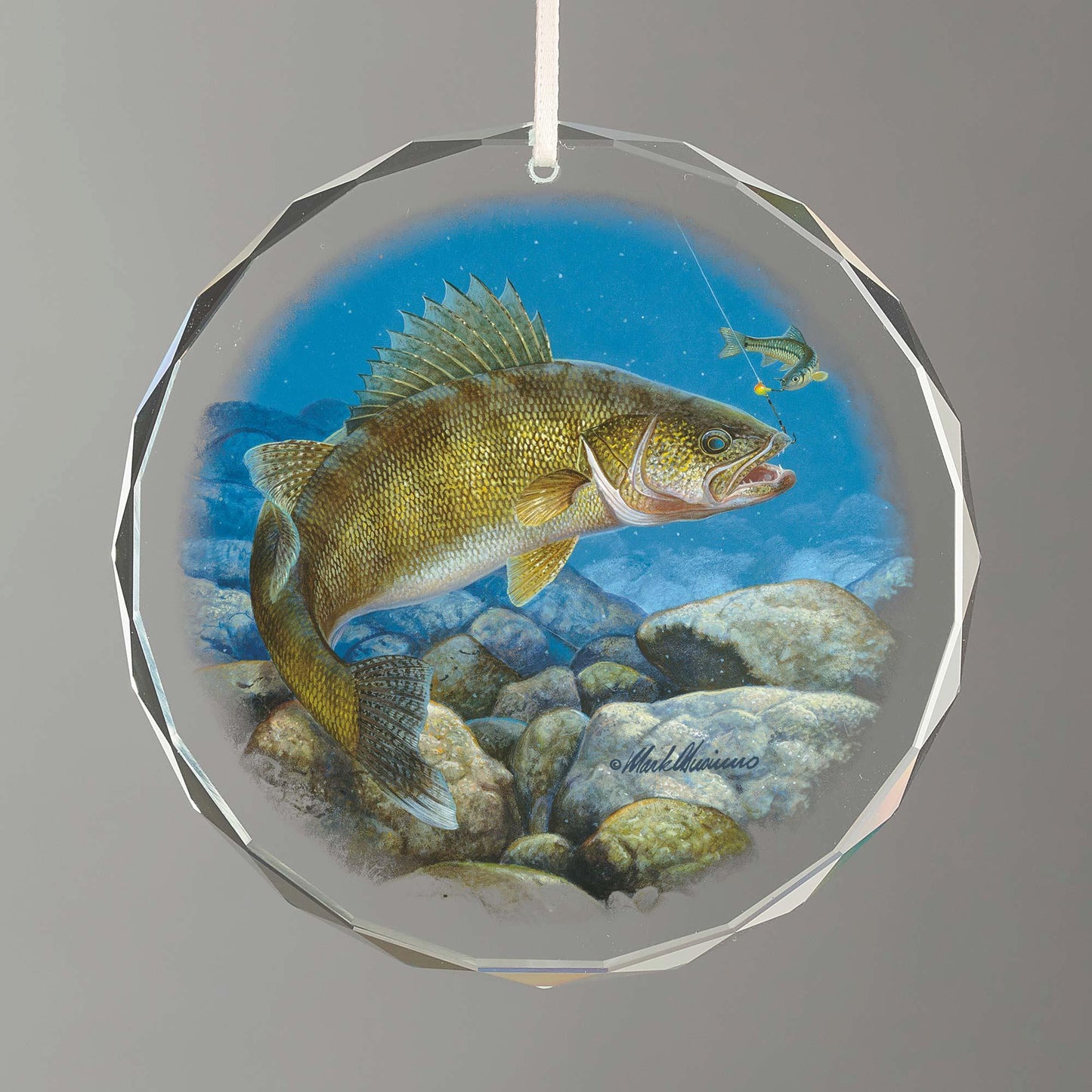 Stinger—Hooked Walleye - 3" Round Glass Ornament