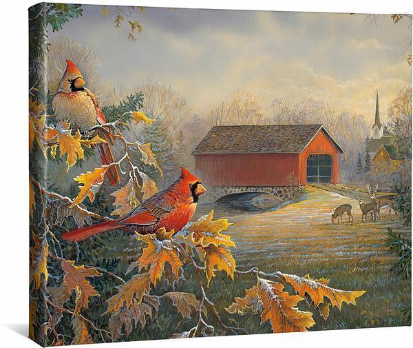 Red River Crossing - Cardinals - 16" x 20.5" Gallery Wrapped Canvas
