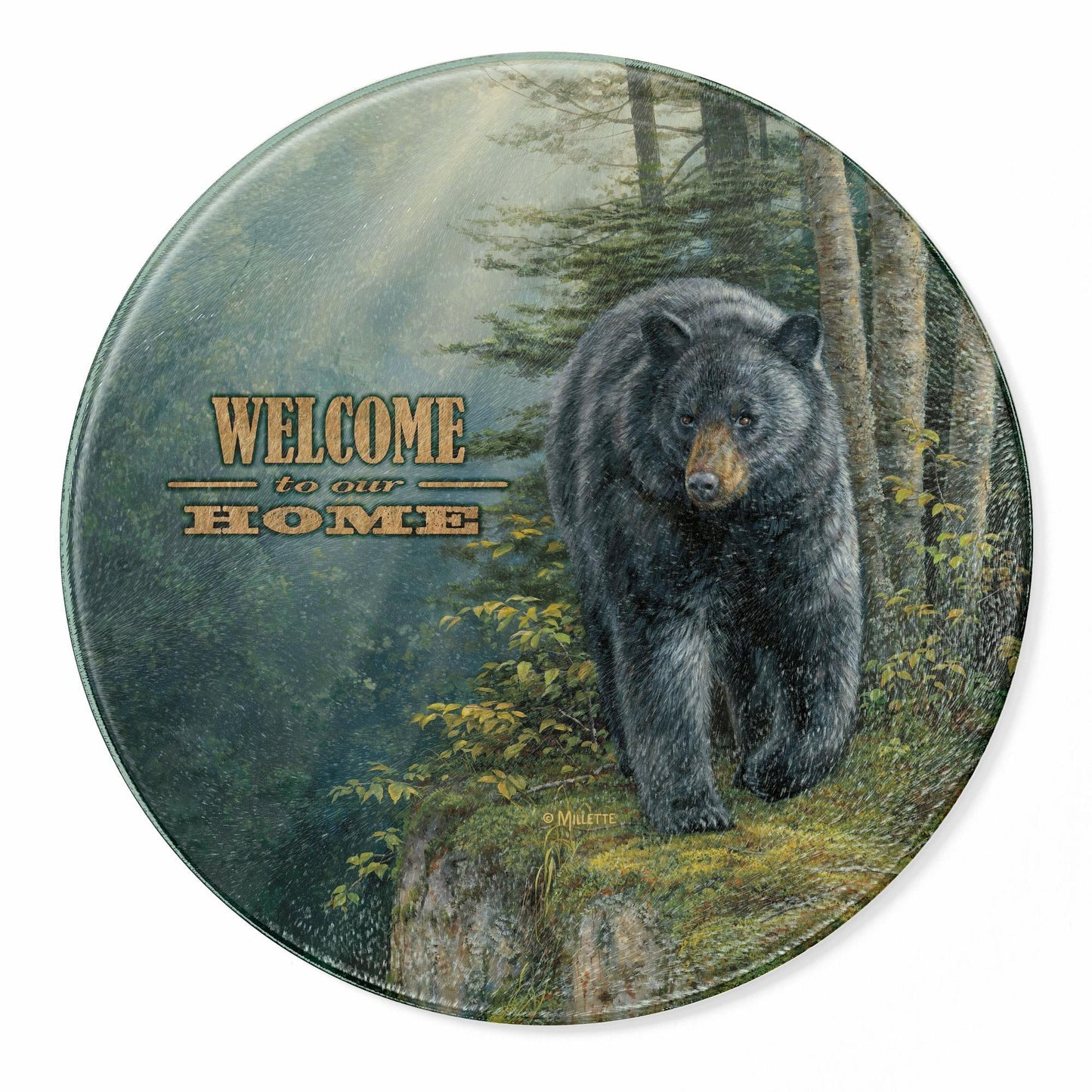 Rocky Outcrop - Black Bear - 12" Round Cutting Board