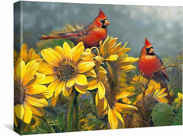 Sunny Red - Cardinals - 13" x 18" Gallery Wrapped Canvas