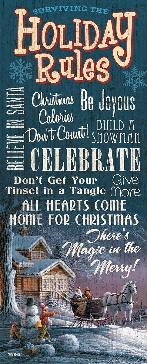 Surviving the Holiday Rules - 12" x 30" Wood Sign