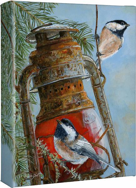 The Acrobats - Chickadees - 12" x 9" Gallery Wrapped Canvas