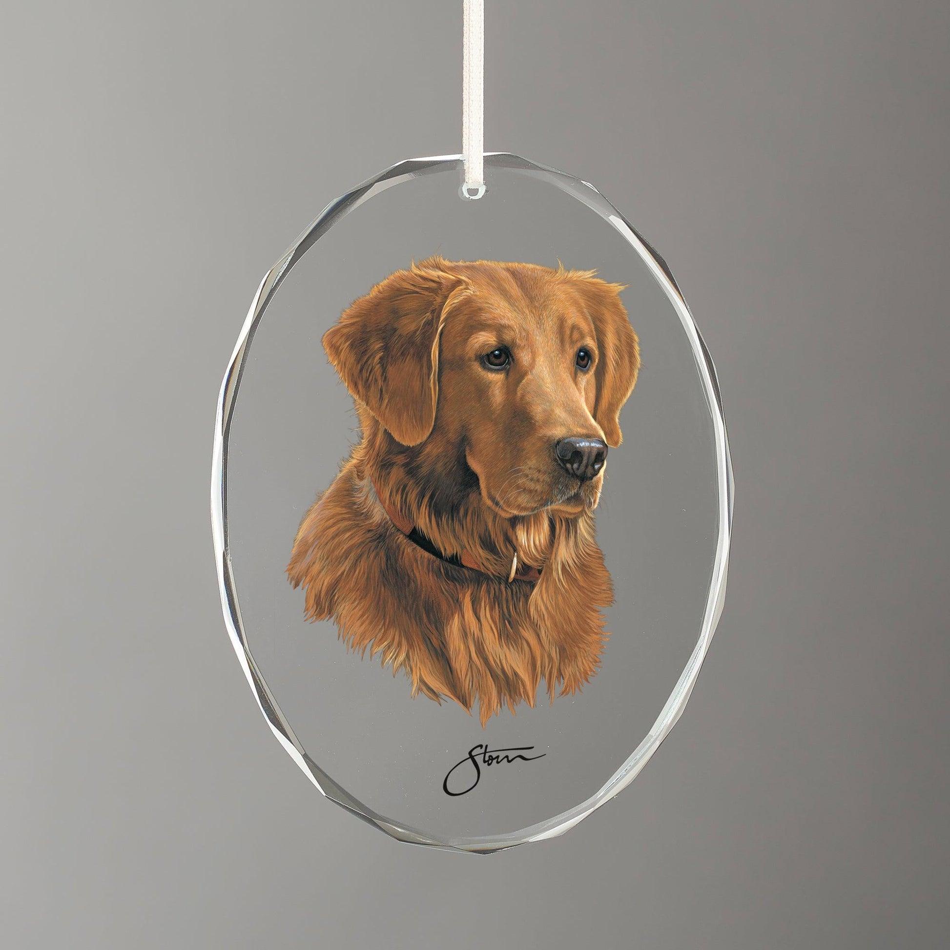 Loyal Companion - Golden Retriever Oval Glass Ornament - Wild Wings