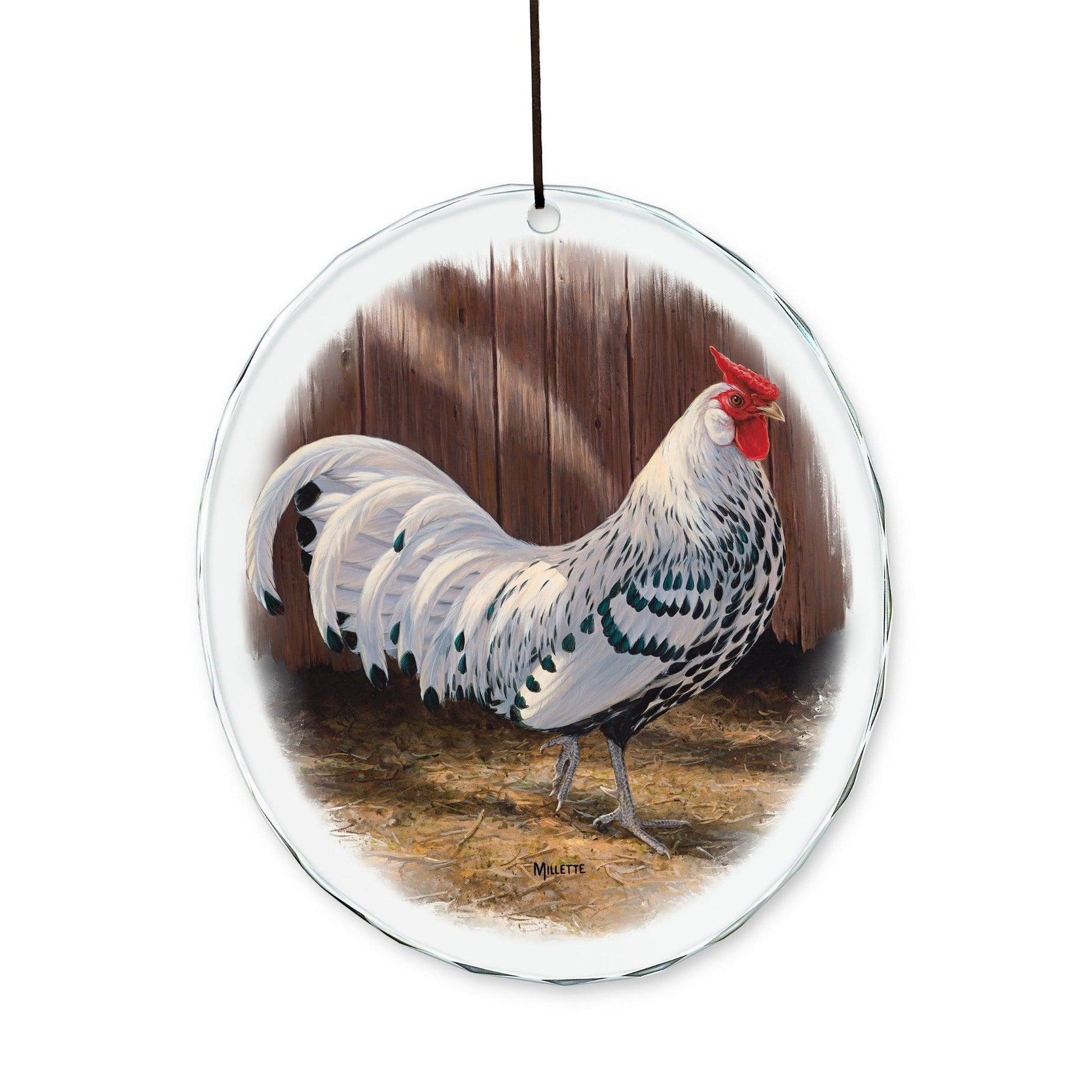 Hamburg Silver Spangled Rooster Suncatcher - Wild Wings