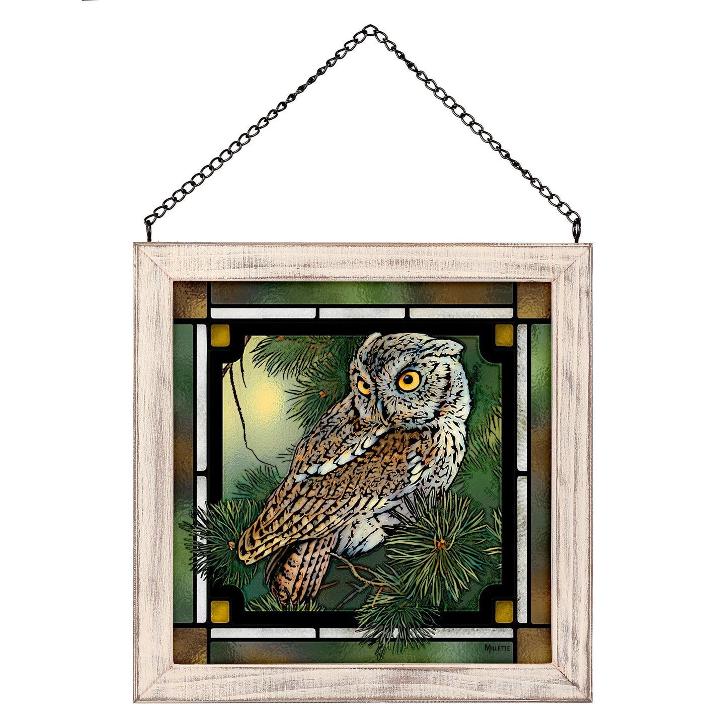 Screech Owl Stained Glass Art - Wild Wings