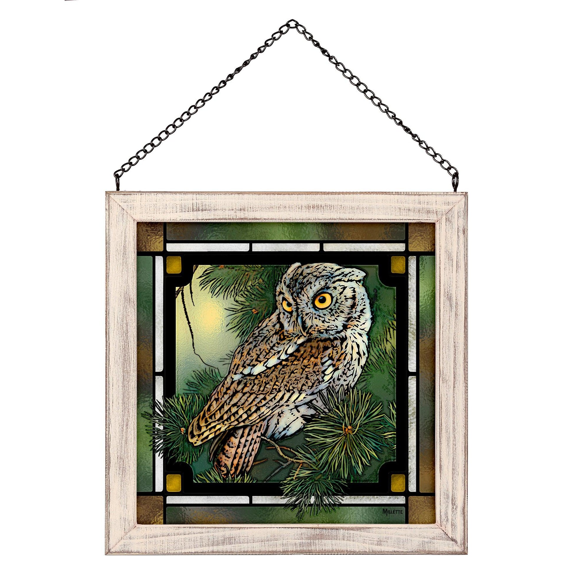 Screech Owl Stained Glass Art - Wild Wings