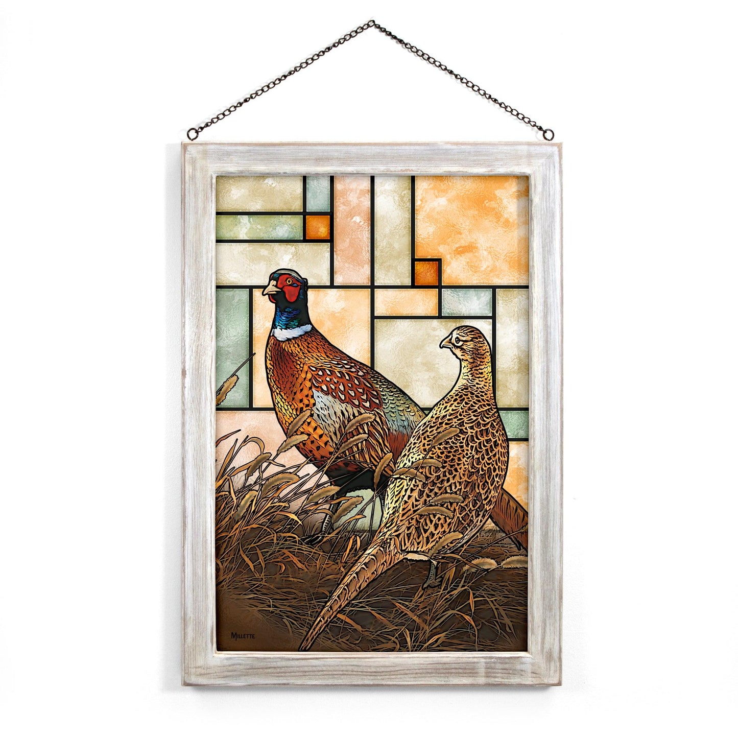 Twilight Escapade - Pheasants Stained Glass Art - Wild Wings
