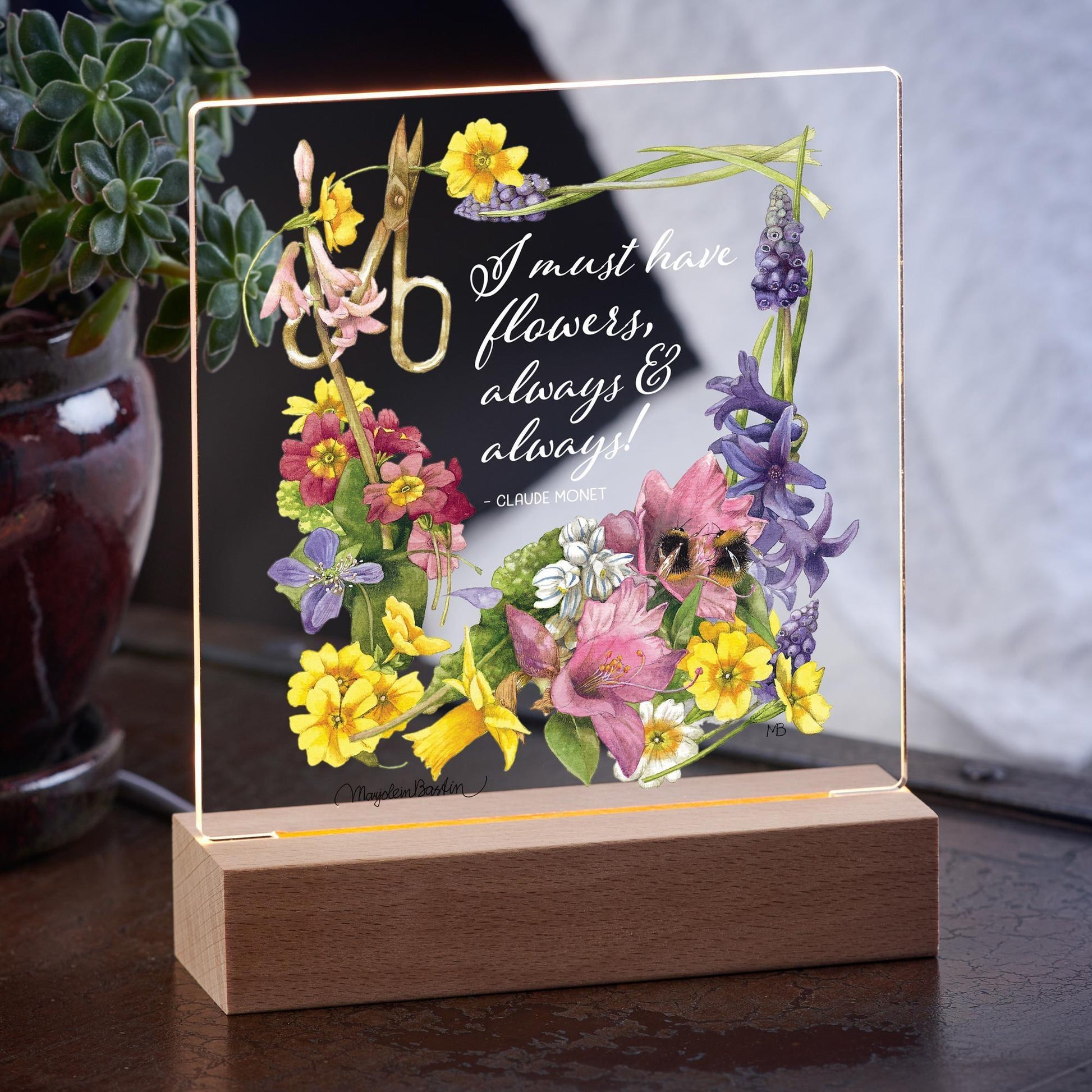Desktop Flowers Acrylic Night Light - Wild Wings