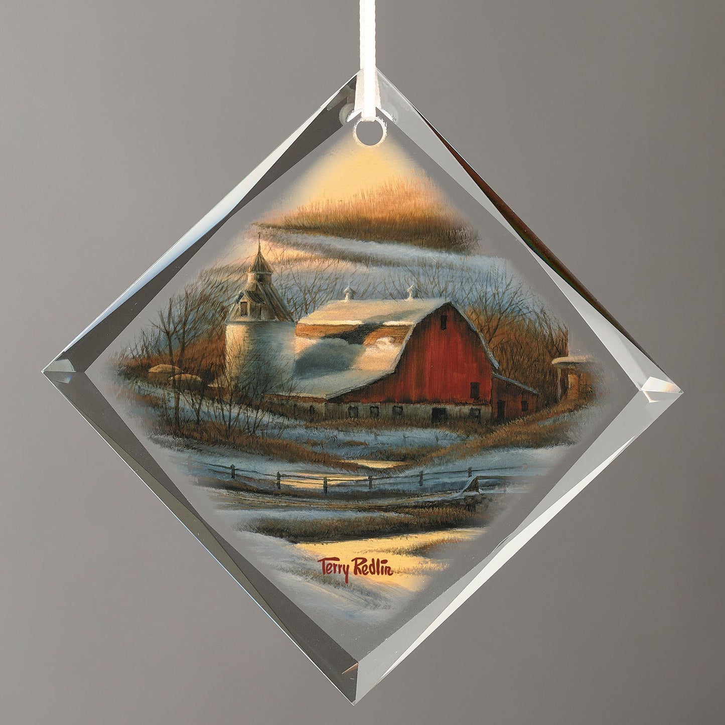 Together for the Season - Barn Diamond-Shape Glass Ornament - Wild Wings